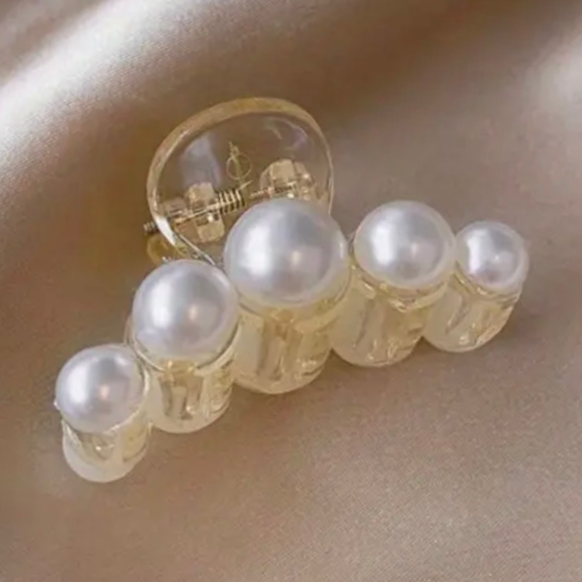 2pc Faux Pearl Hair Claw Shark Clips Small 1.8" Non-Slip Strong Hold New Lot