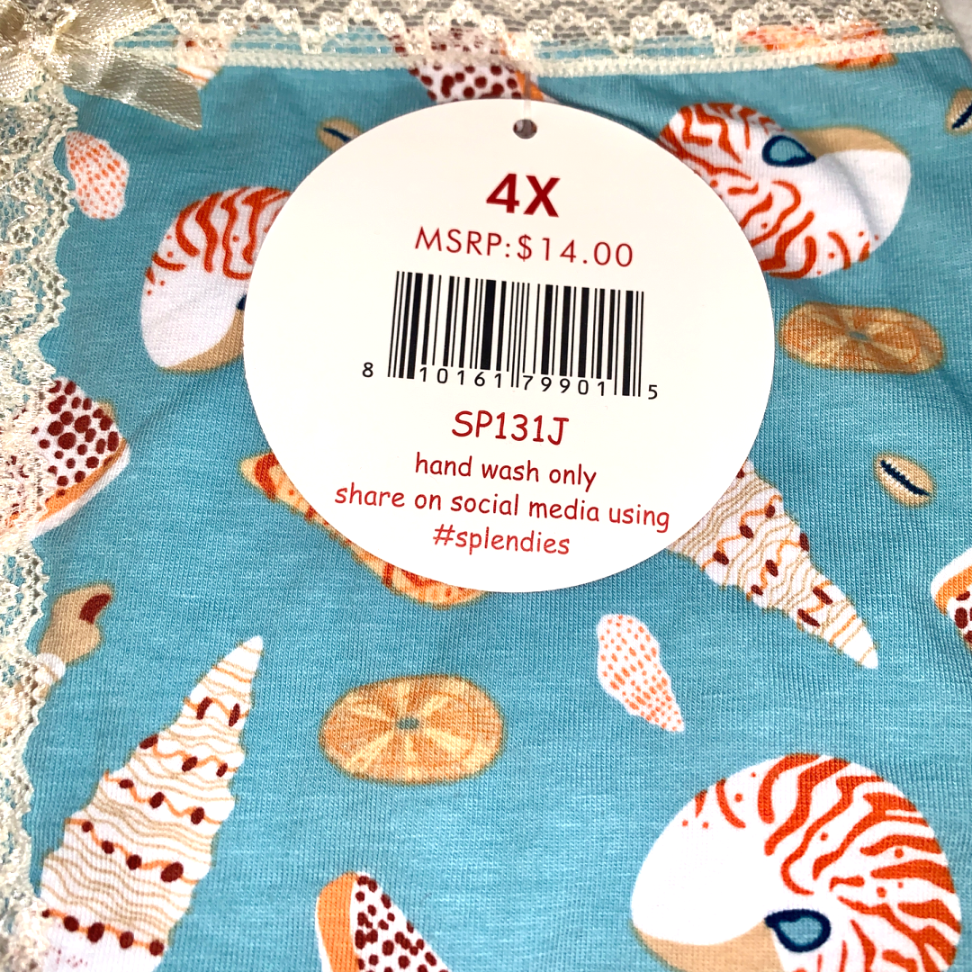 Splendies Bikini Panties Size 4x Beach Seashells Lot of 2 New Pairs of Underwear