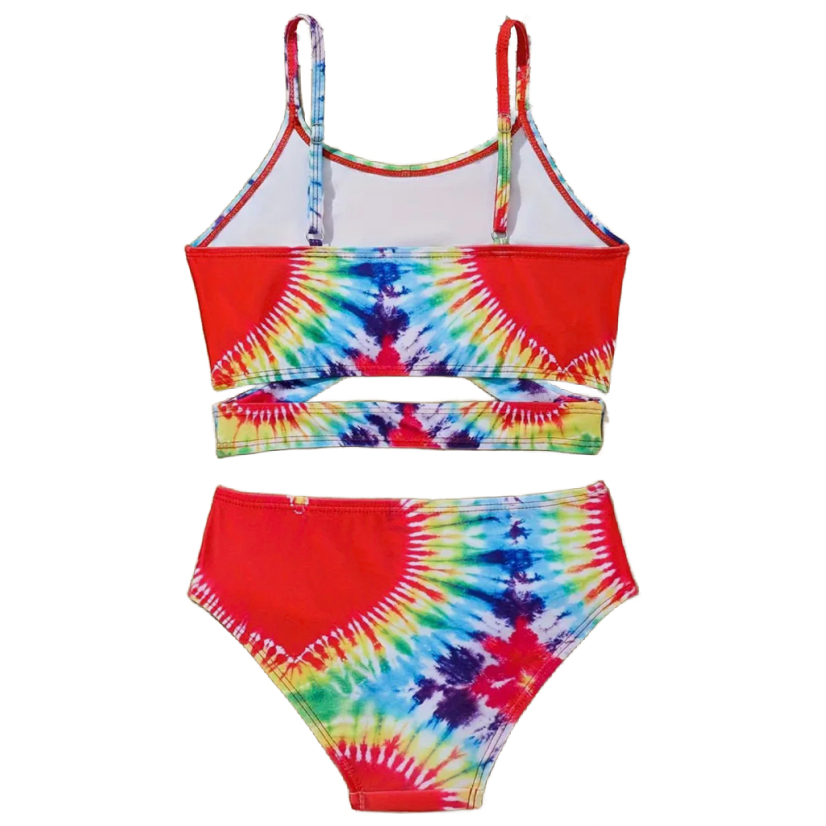 2pc Tie Dye Swimwear Girl's Size 12 Youth Wrapped Sling Top & Brief Swimsuit Set