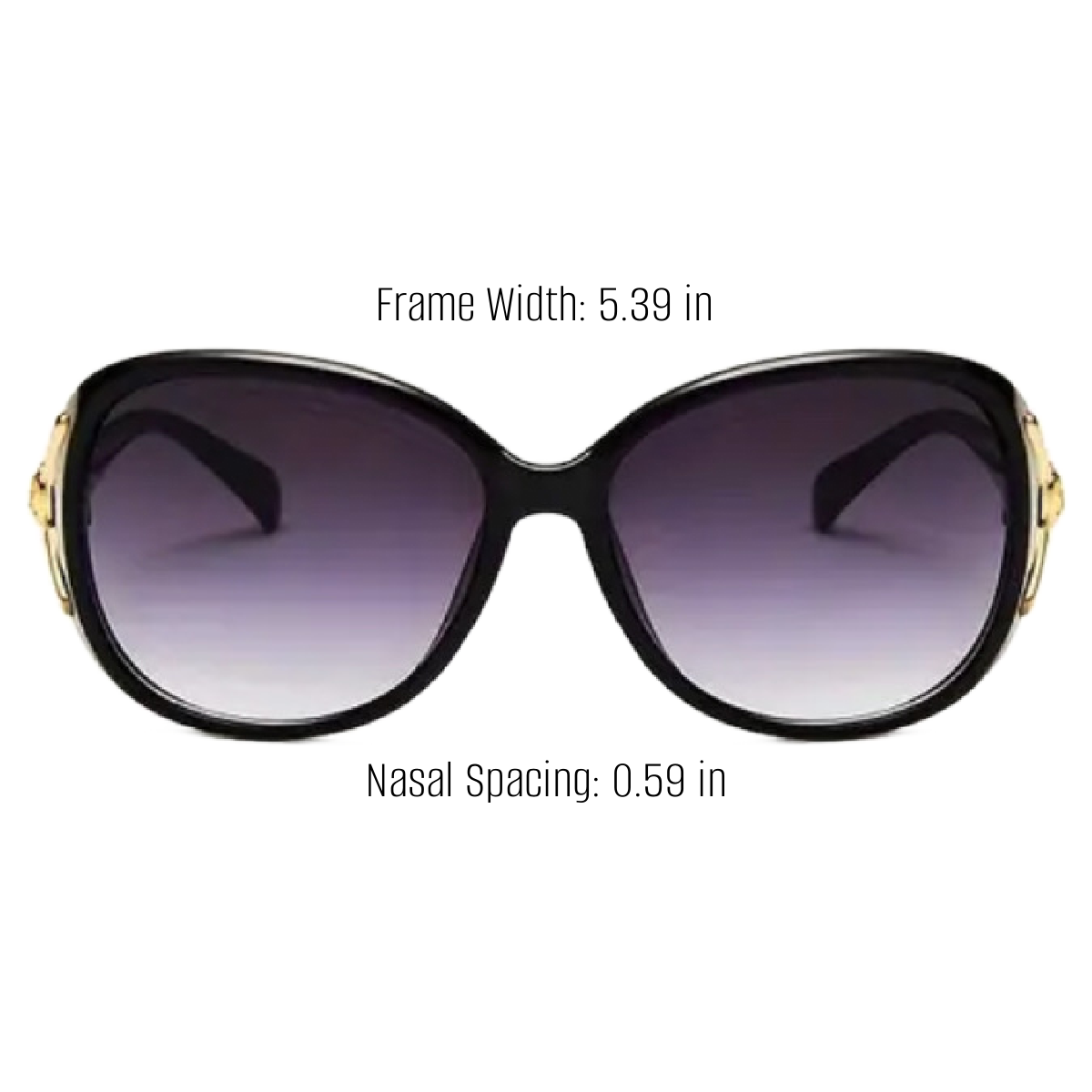 Women's Fashion Black Sunglasses With Gold Fox Head Purple Gradient New Shades