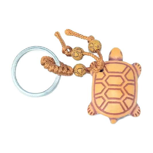 Polyresin Turtle Keychain Lucky Carved Animal Key Ring NEW
