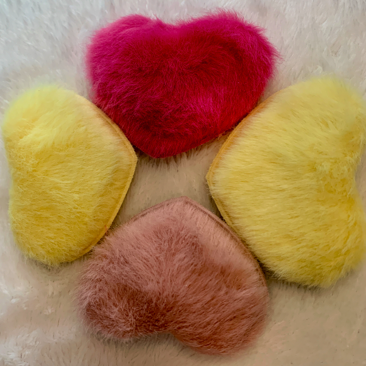 4pc Heart Soft Fuzzy Puffy Plush Snap Hair Clips 2" Barrettes Accessories New