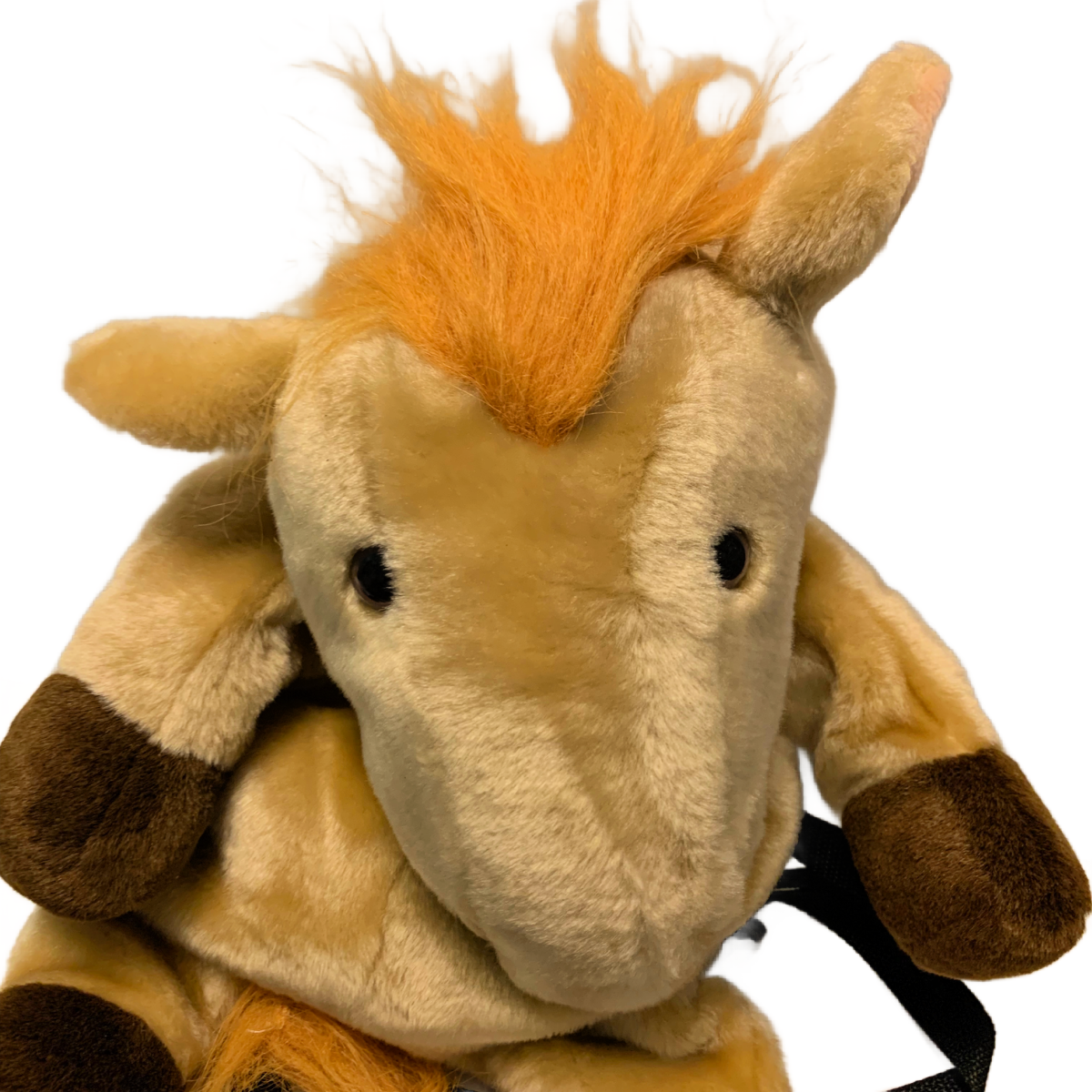 Small Plush Horse Pony Backpack Light Brown Zip Animal Toddler Bag Adjustable