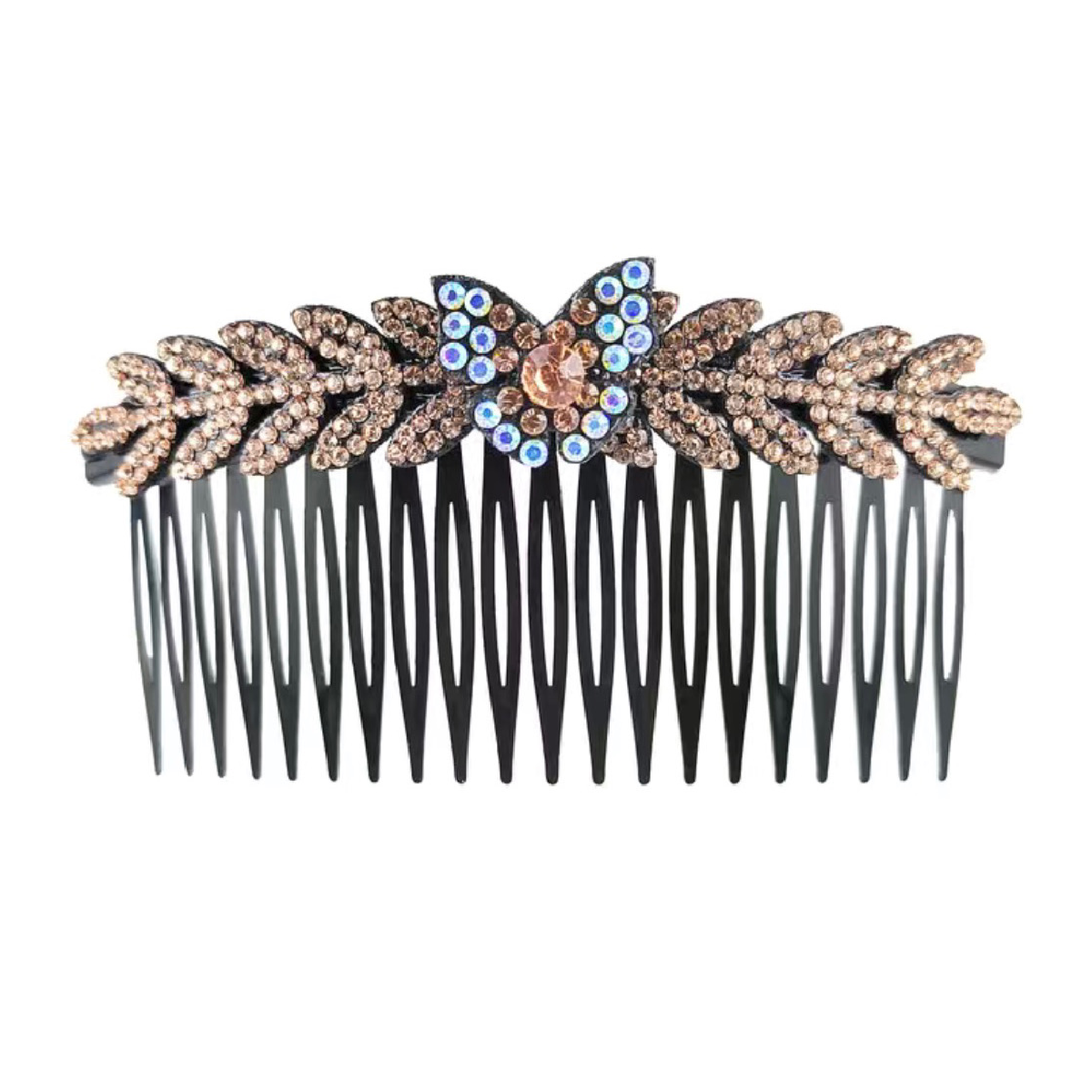 Butterfly Leaf Rhinestone Hair Side Comb Barrette Elegant Sparkling Accessory