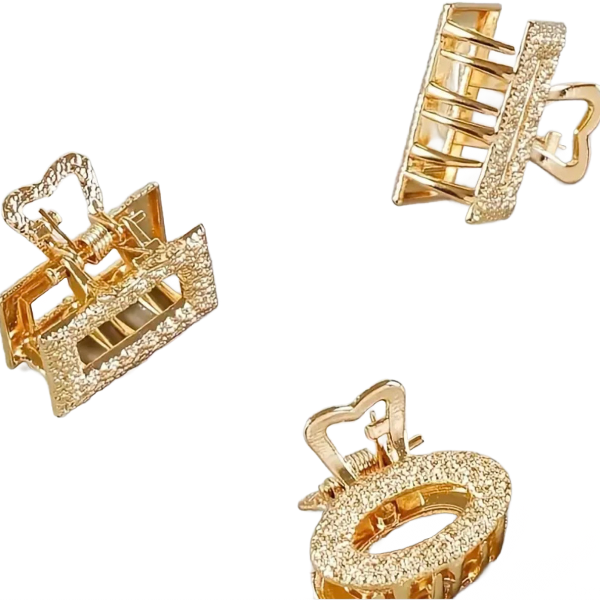 Mini Hollow Shark Hair Claw Clips Gold Accessories NEW Lot of 6 Geometric Set
