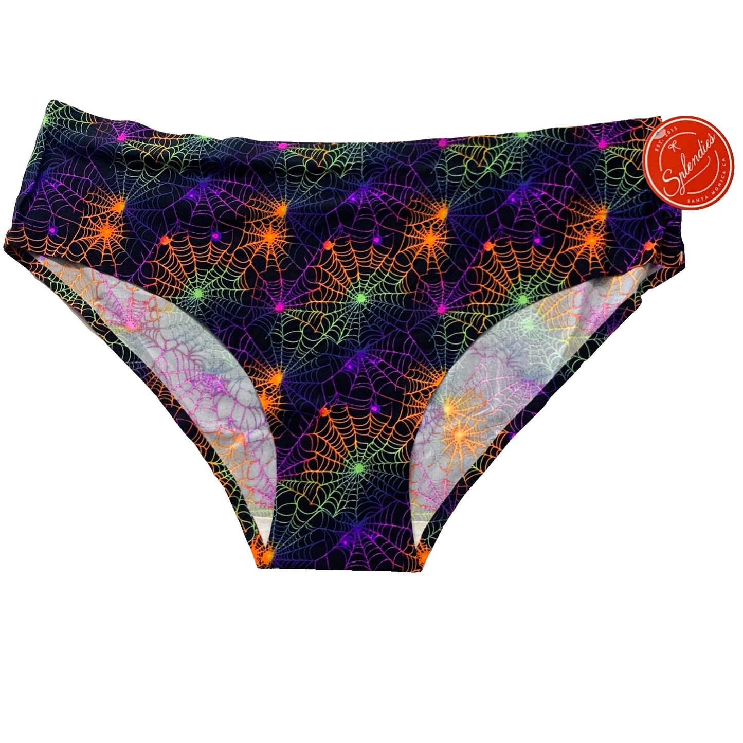 Splendies No Show Bikini Panties Psychedelic Spider Web Halloween Laser Cut