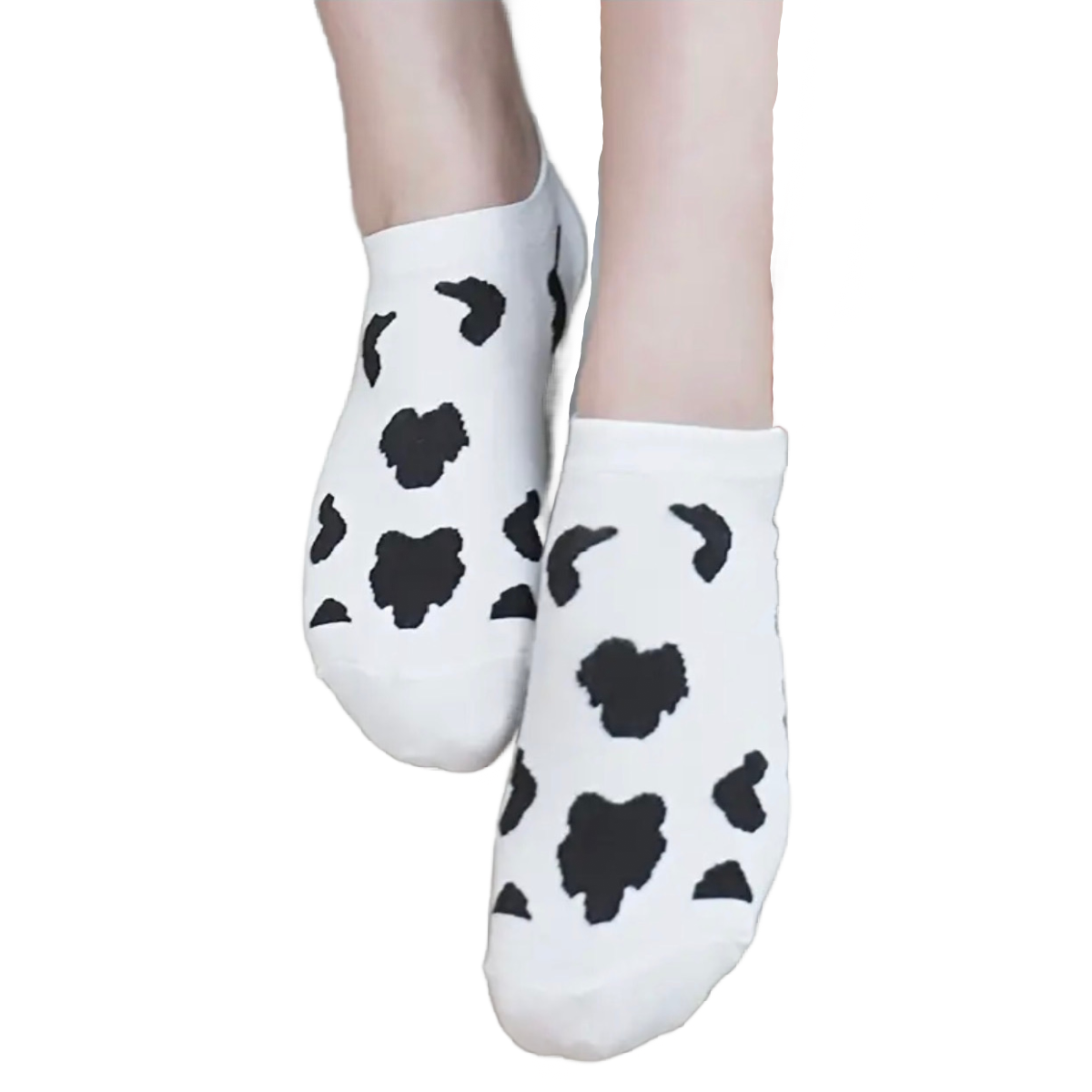 5 Pairs of Cow Stripe Socks Low Cut Ankle White Black Women's Stockings Hosiery