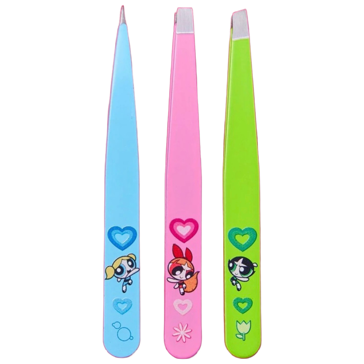 Powerpuff Girls 25pc Lot Travel Bottles, Sponges, Puffs, Tweezers, Hair Clips