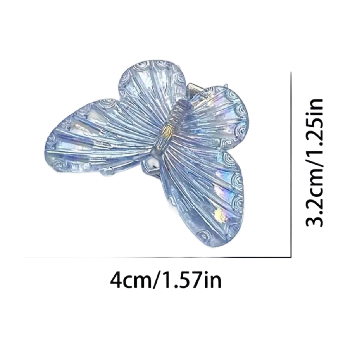 6pc Transparent Butterfly Alligator Hair Clips 1.5" Barrettes New Set Lot of 6