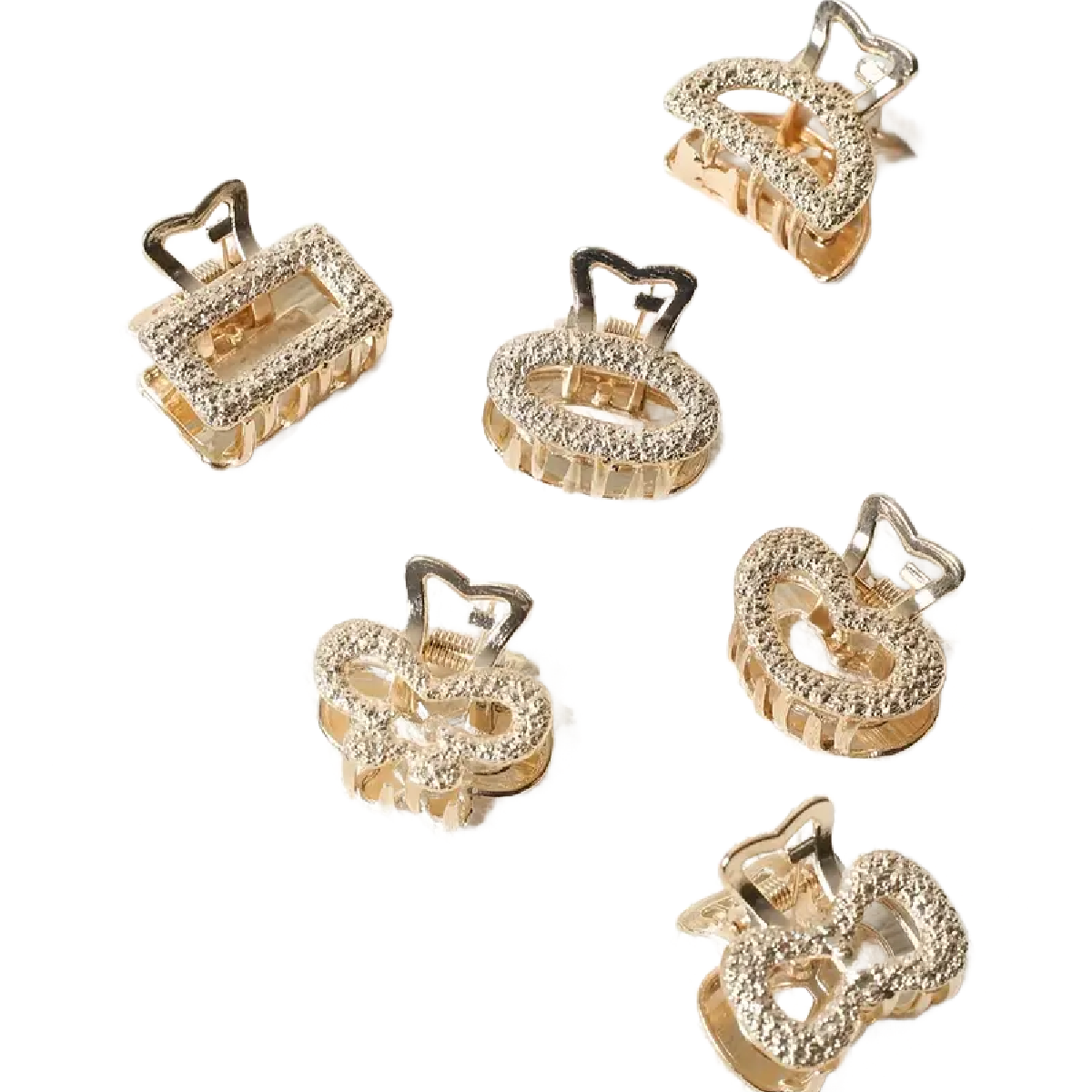 Mini Hollow Shark Hair Claws Clips Gold Accessories NEW Lot of 6 Princess Set