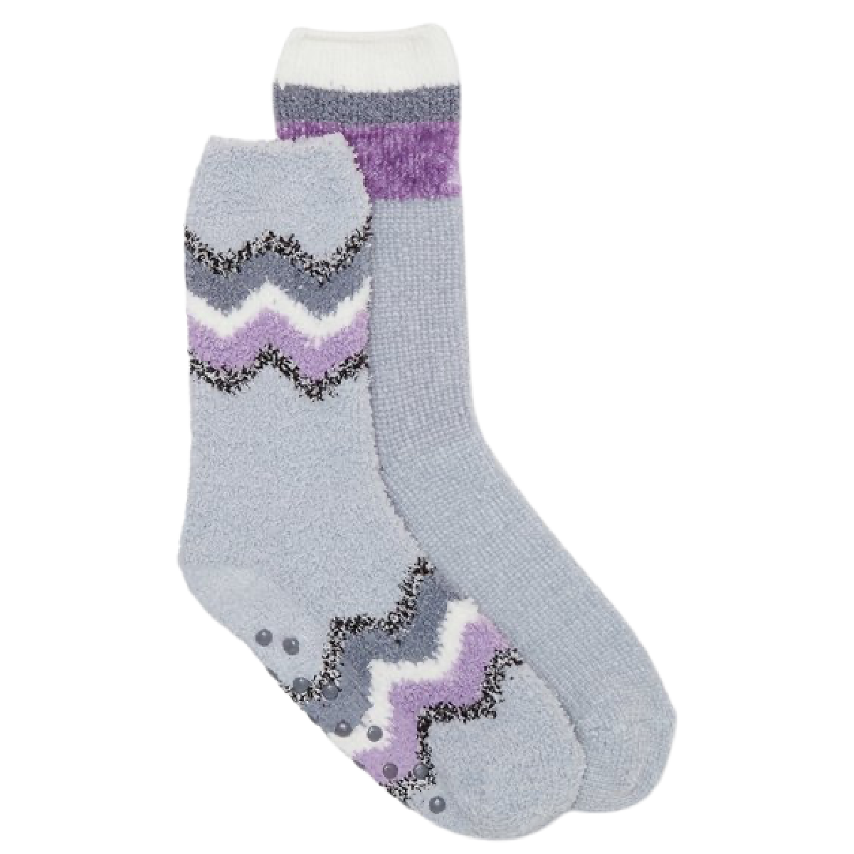 Joyspun Luxury Lounge Gripper Soft Socks 4pk Size 4-10 Purple Gray White New Lot