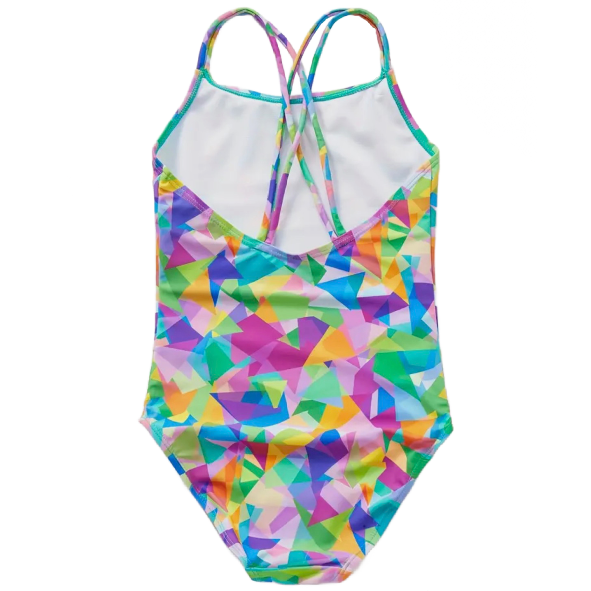 Colorful Geometric Pattern Print Swimwear Girls Criss-Cross Straps Swimsuit New