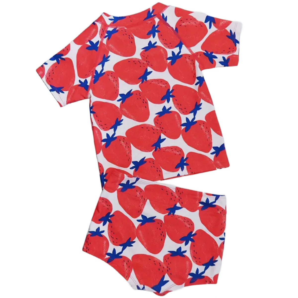 Strawberry Short Sleeve Top & Swim Trunks Swimwear 2pc Set Girls Swimsuit New