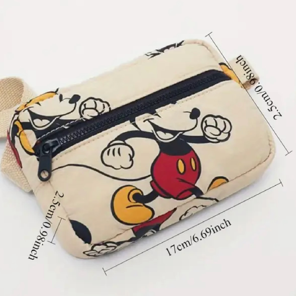 Disney Mickey Mouse Small Backpack Detachable Pouch Neutral Apricot Beige New