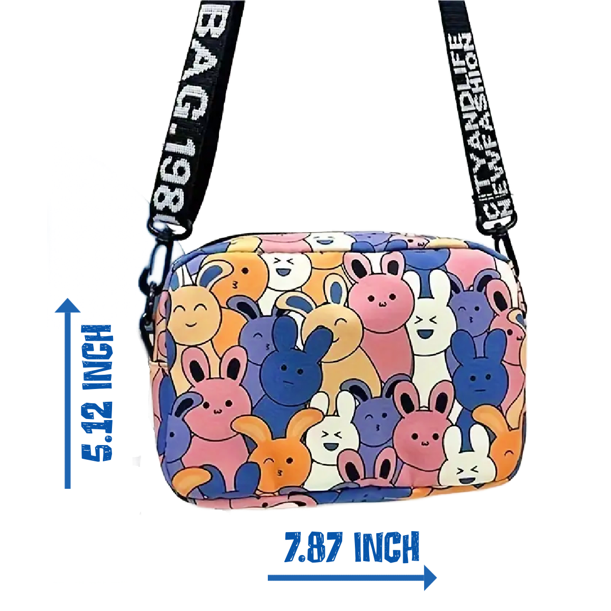 Kawaii Cartoon Bunny Rabbit Crossbody Messenger Bag Handbag Purse Zipper New