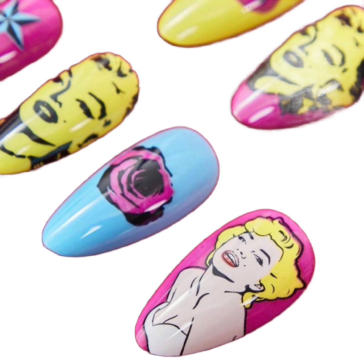 Marilyn Monroe False Press-On Nails Reusable Almond Shape Fashion Tips New Set