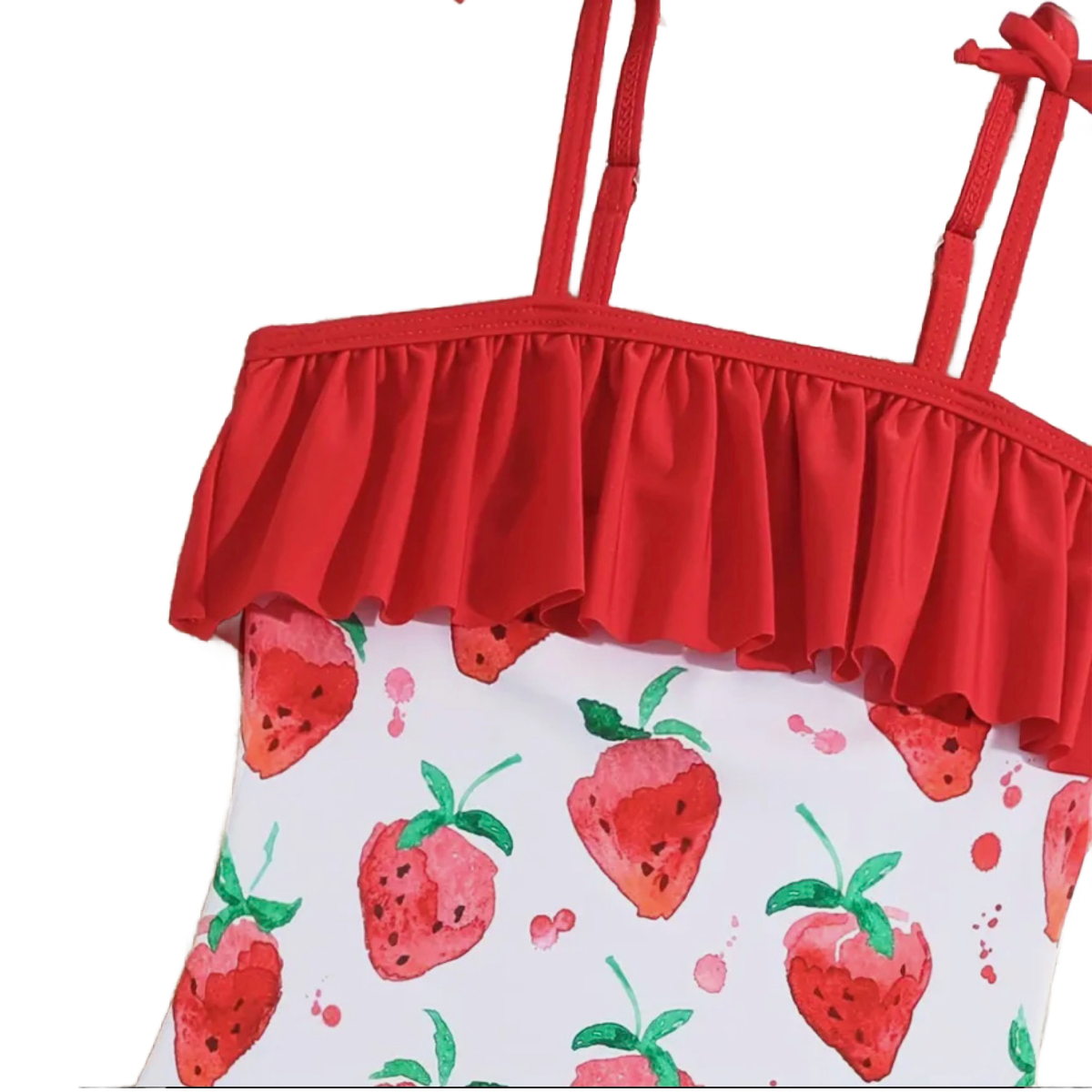 Strawberry Swimwear Bowknot Red Ruffle Bathing Swimsuit Adjustable Straps New