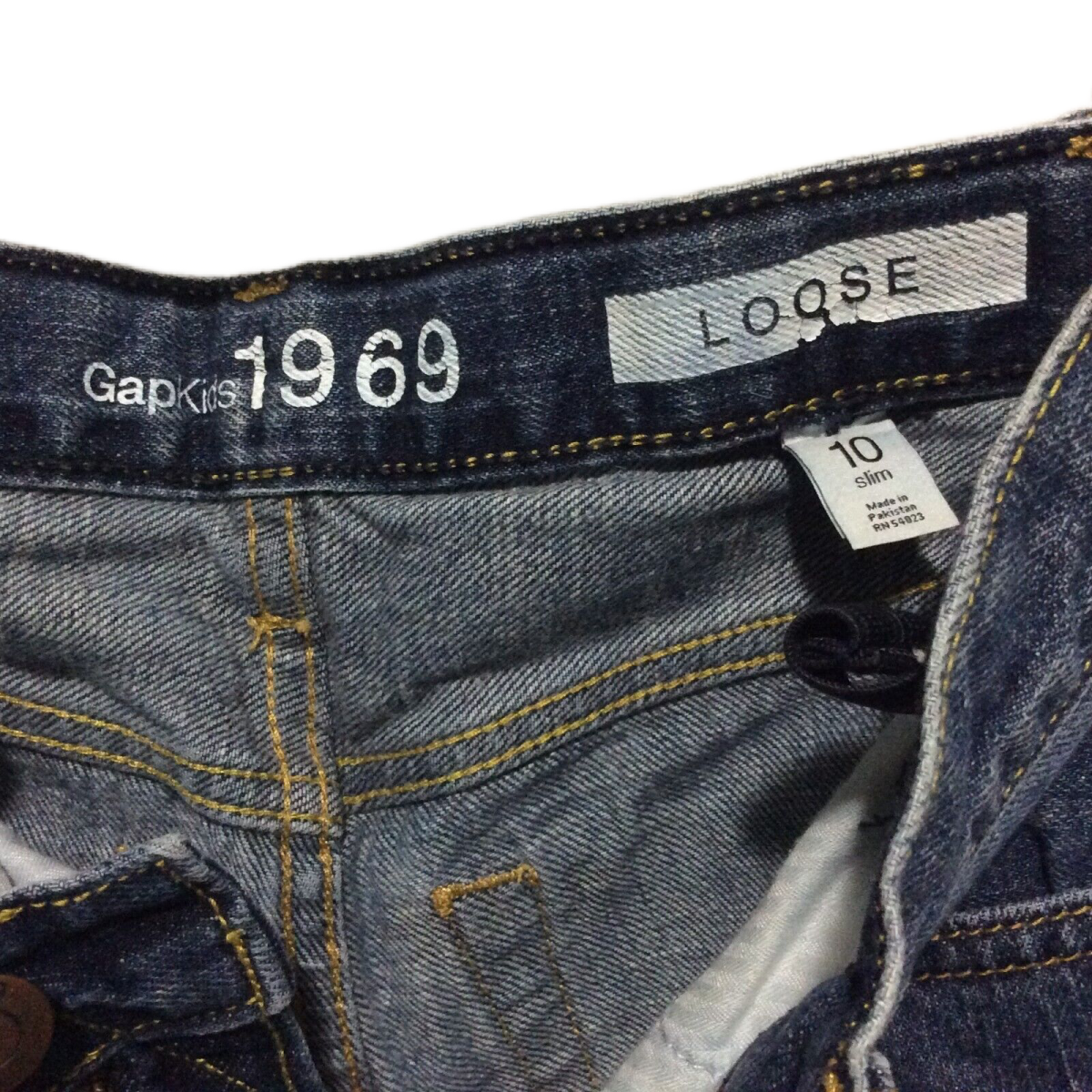 Kids Gap 1969 Denim Jeans Loose Boys Size 10 Slim Fit Adjustable Waist Pants