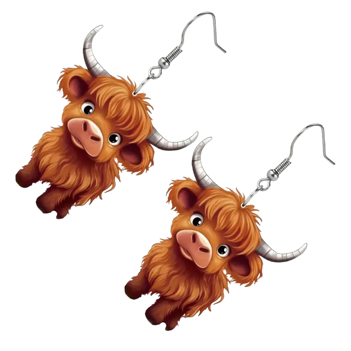 Cartoon Highland Cow Earrings Dangle Casual Lightweight Acrylic Comfortable New