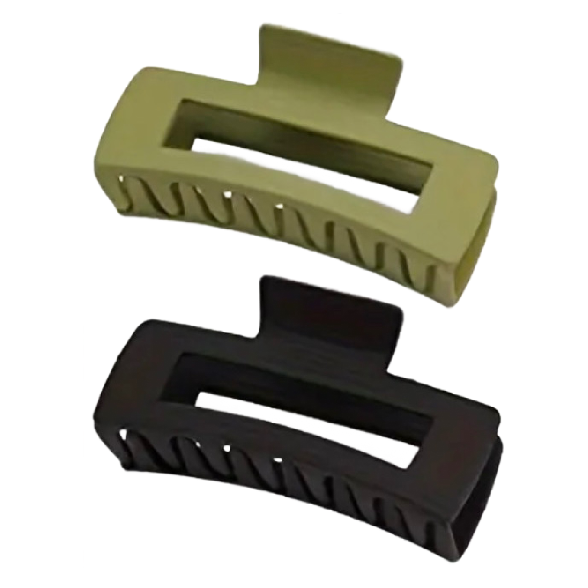 Lot of 4 Hair Claw Shark Clips 3.35" Matte Hollow Rectangle Non Slip Blue Green