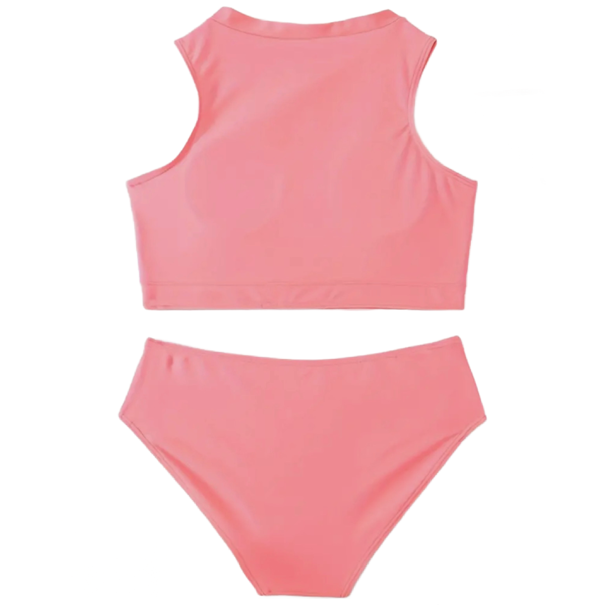 2pc Peach Tankini Swimwear Girl's Size 13/14 Zipper Top & Brief Swimsuit Set New