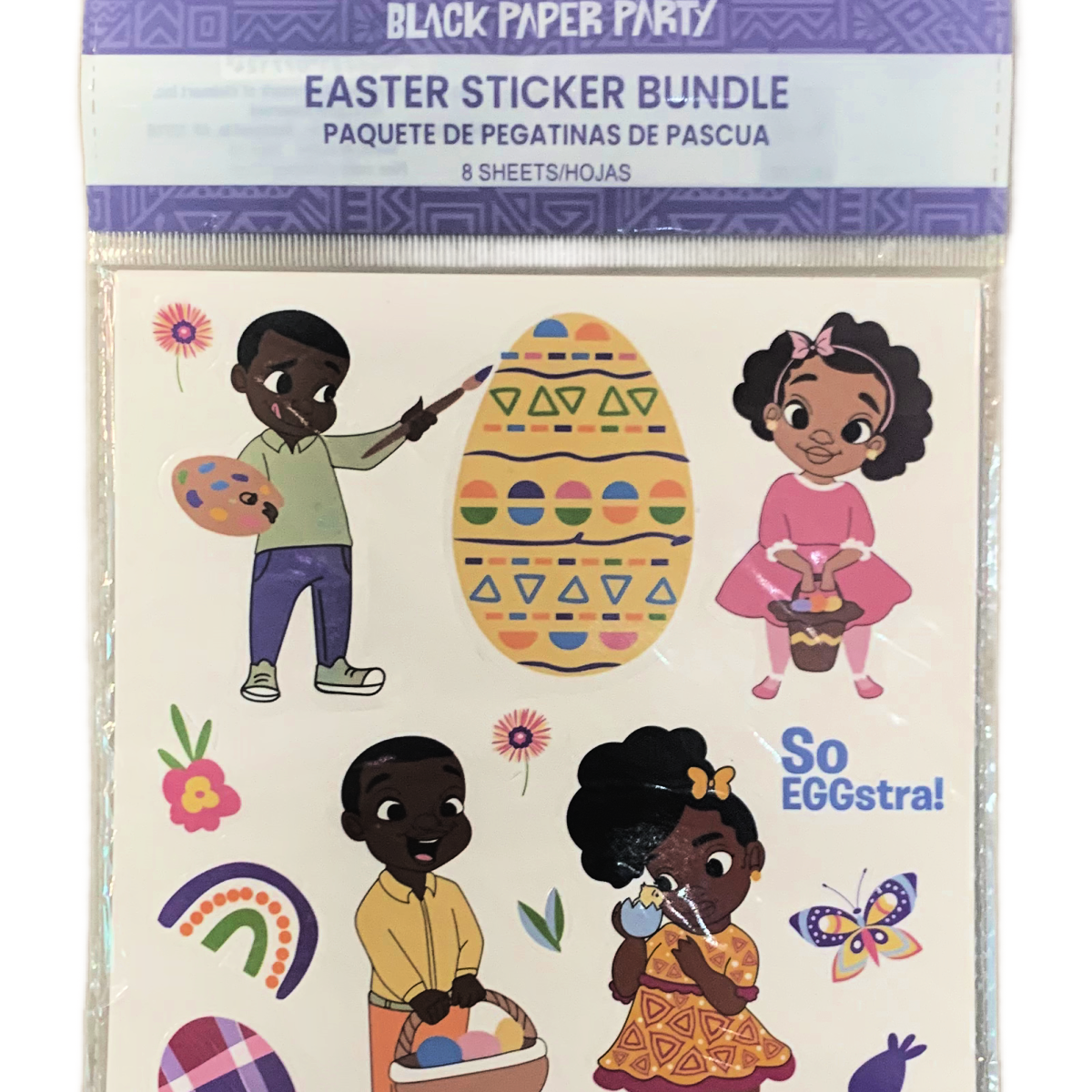 Black Paper Party Easter Chocolate Bunny Kids 900 Stickers Bundle 6 Package Lot