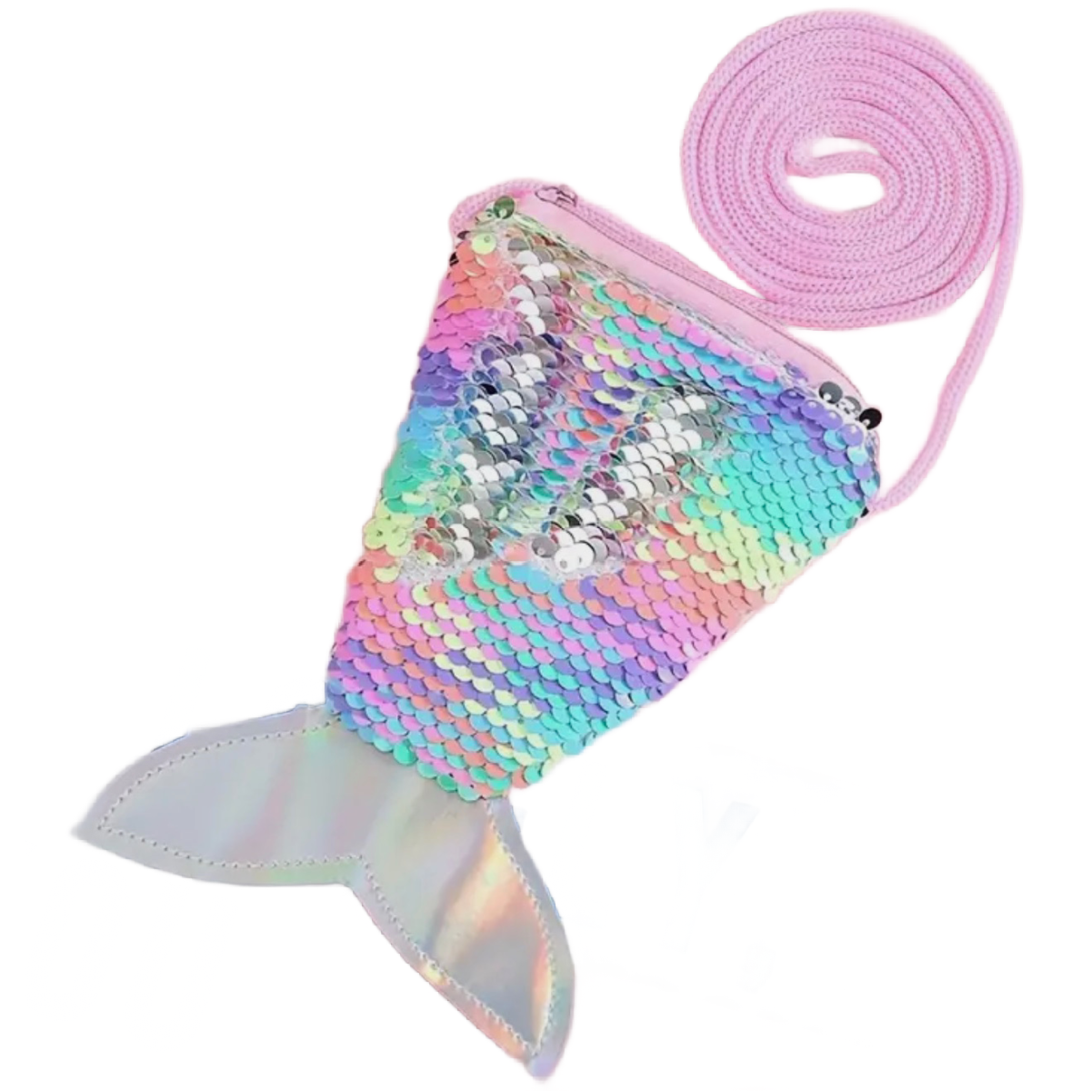 Mini Shiny Sequin Mermaid Coin Purse For Girls Fish Tail Crossbody Bag New