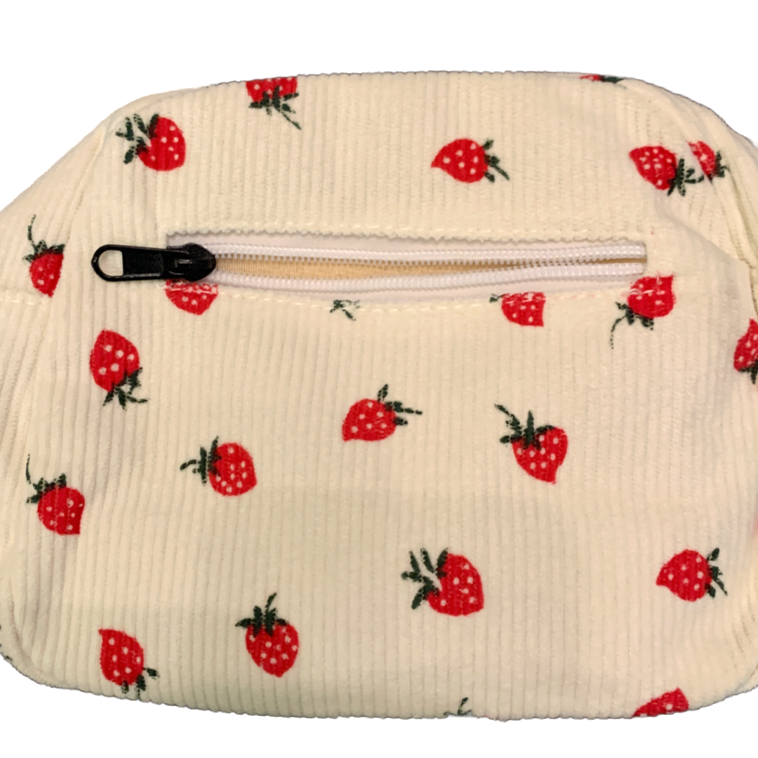 Small Corduroy Strawberry Print Shoulder Hand Bag Purse Crossbody New