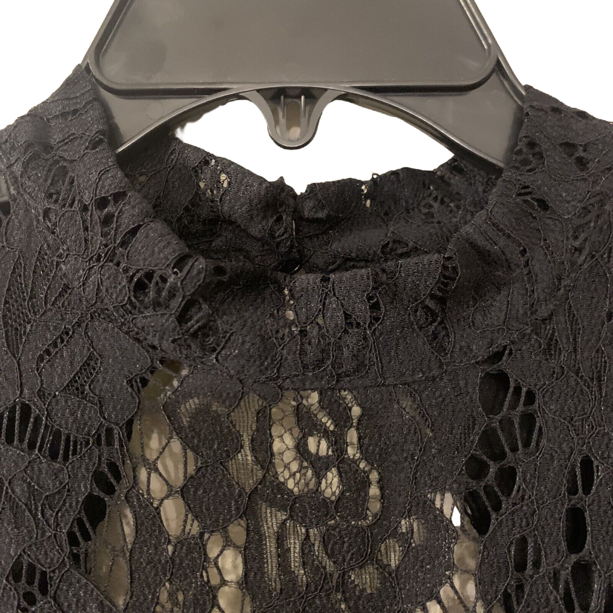 Lace Lined Petite Dress Key Hole Back Mandarin Collar Cap Sleeve Black NWT