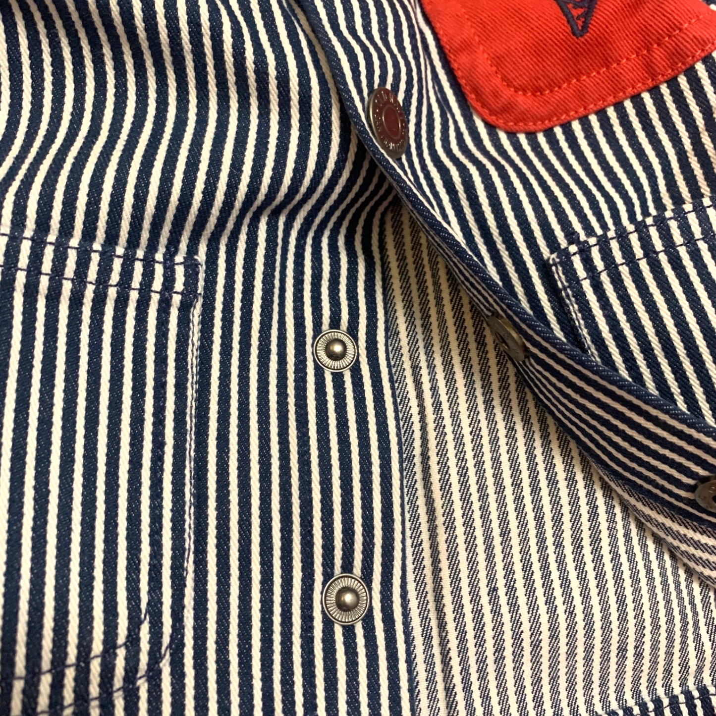 Railroad Stripe Twill Snap Jacket Baby Loose Collared Ice Cream Pocket NWT
