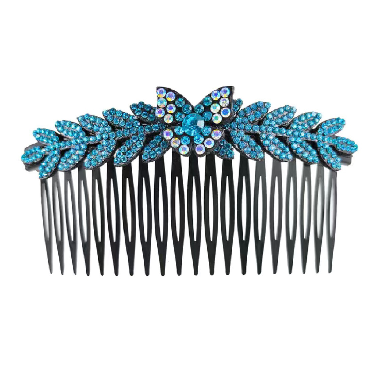 Butterfly Leaf Rhinestone Hair Side Comb Barrette Elegant Sparkling Accessory