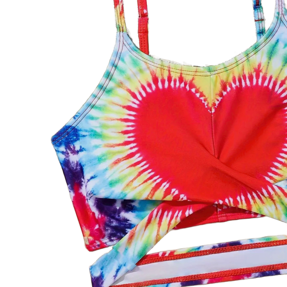 2pc Tie Dye Swimwear Girl's Size 12 Youth Wrapped Sling Top & Brief Swimsuit Set