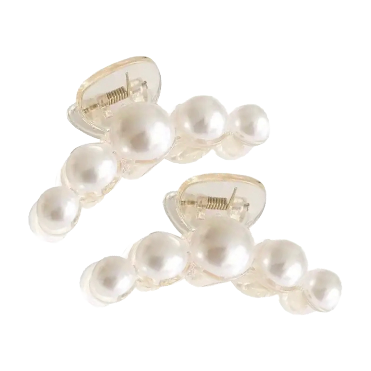 2pc Faux Pearl Hair Claw Shark Clips Small 1.8" Non-Slip Strong Hold New Lot