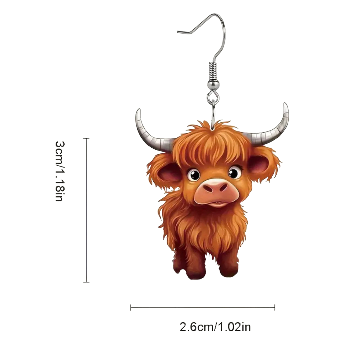 Cartoon Highland Cow Earrings Dangle Casual Lightweight Acrylic Comfortable New