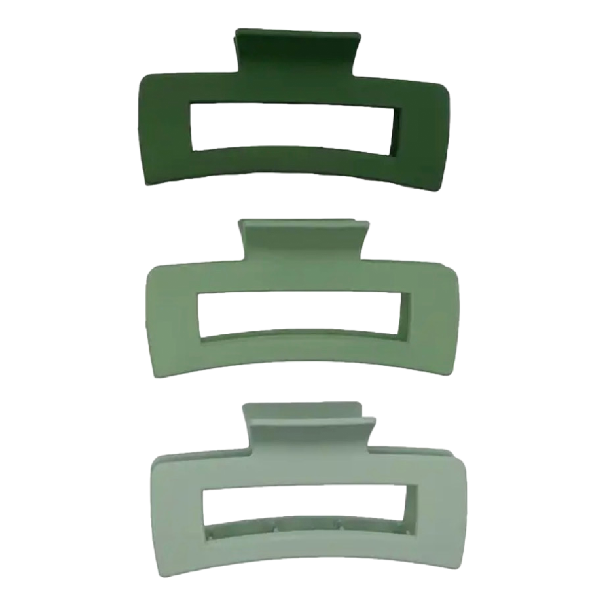 Lot of 3 Hair Claw Shark Clips Opaque Green Matte Large Rectangle 4.1" NEW