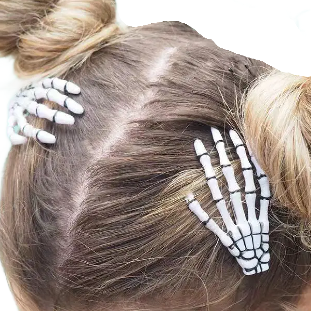 2pc Skeleton Hair Clips Punk Fun Skull Hand 2.8" Barrettes Cosplay Halloween New