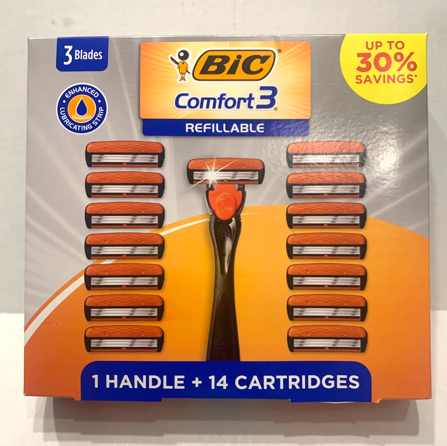 BIC Comfort 3 Refillable Men's Razor Set 14 Cartridges, 15-Piece Giftbox Set New
