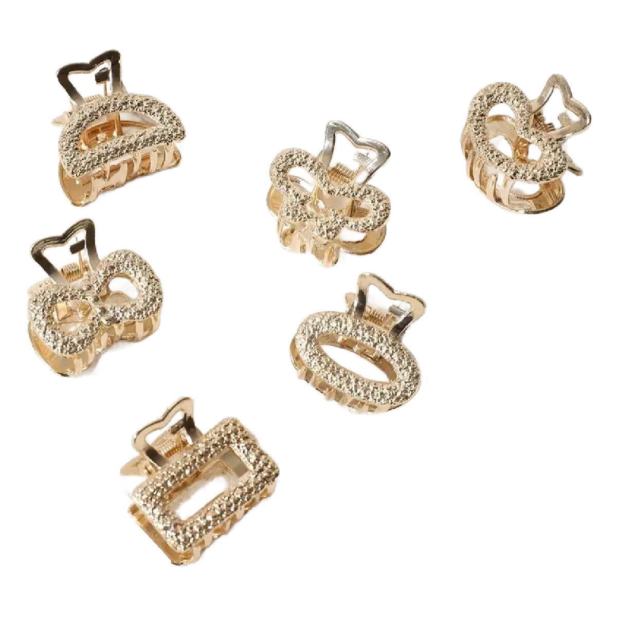Mini Hollow Shark Hair Claws Clips Gold Accessories NEW Lot of 6 Princess Set