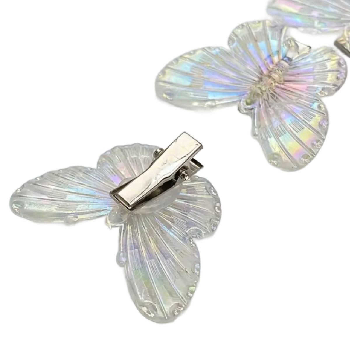 6pc Transparent Butterfly Alligator Hair Clips 1.5" Barrettes New Set Lot of 6