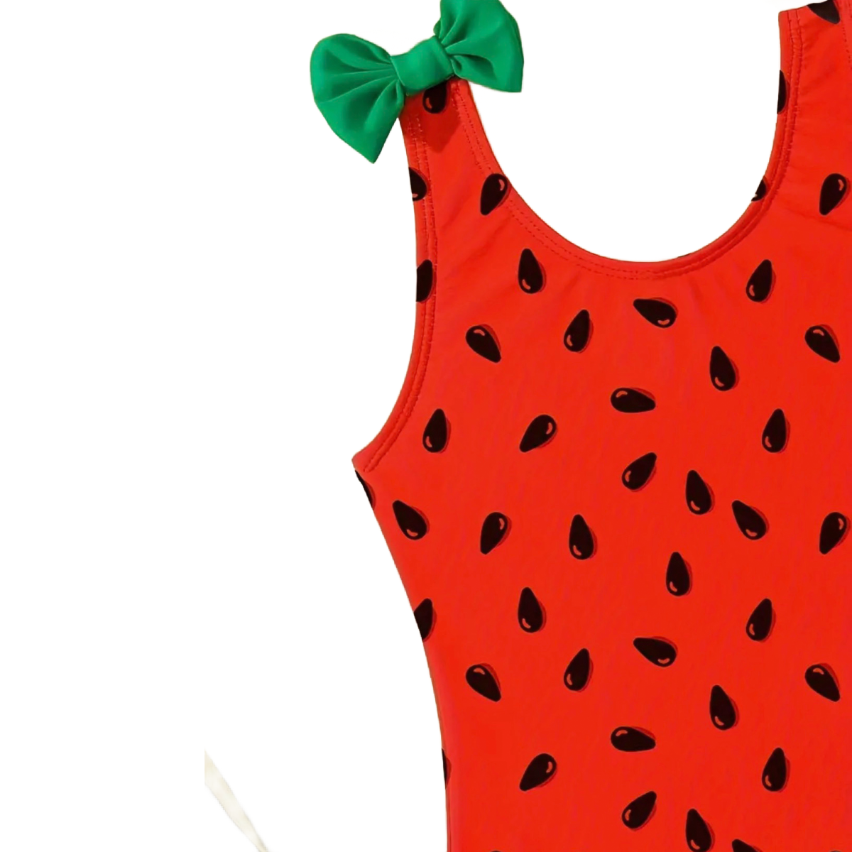 Watermelon One-Piece Swimwear w/ Bow & Ruffle Bathing Swimsuit Wide Straps New