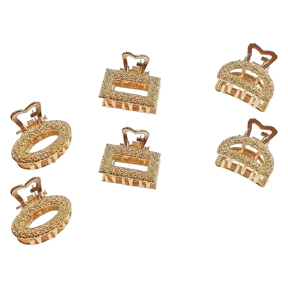Mini Hollow Shark Hair Claw Clips Gold Accessories NEW Lot of 6 Geometric Set