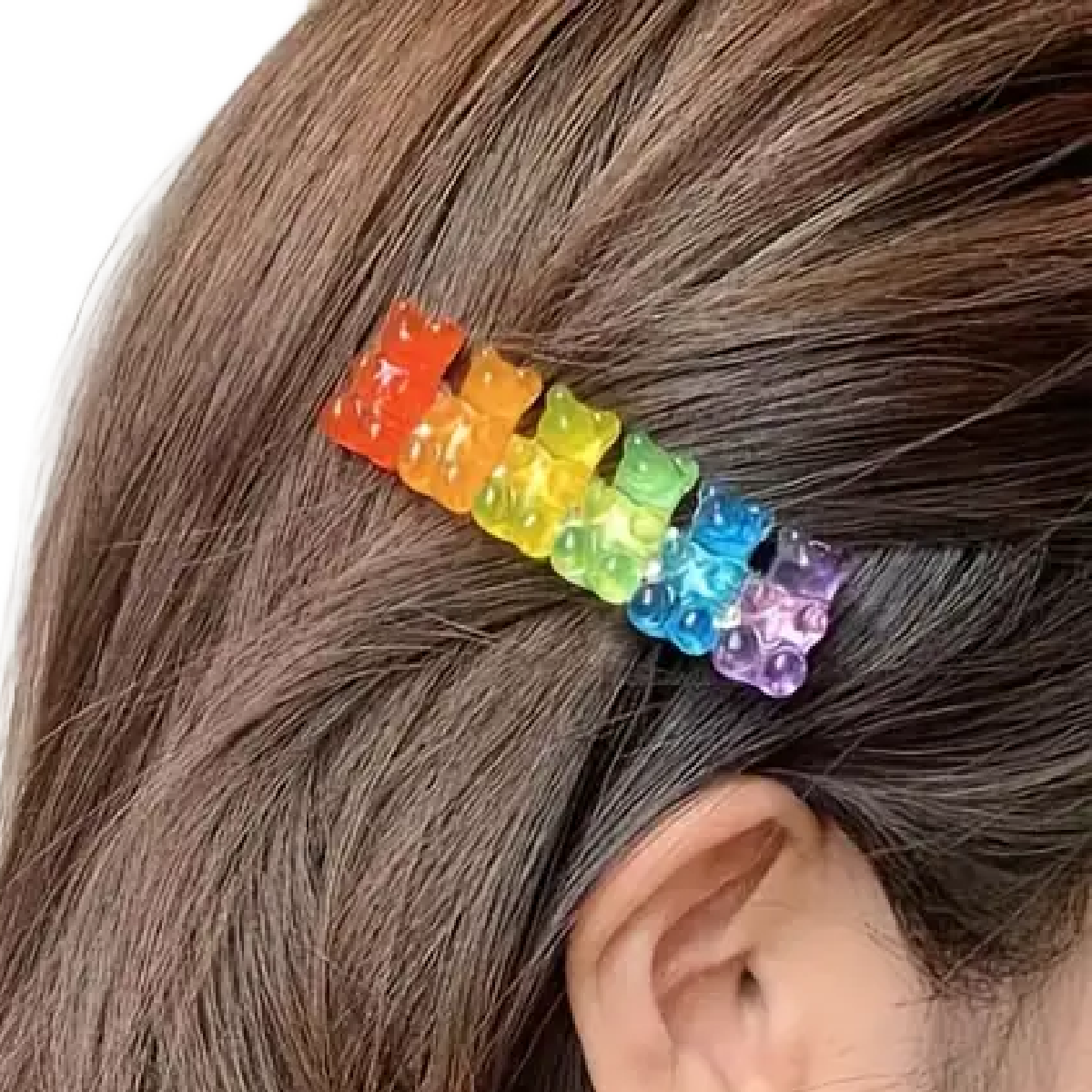 Rainbow Bear Hair Clip Candy Gummy Bears Colorful 2.36" Barrettes New