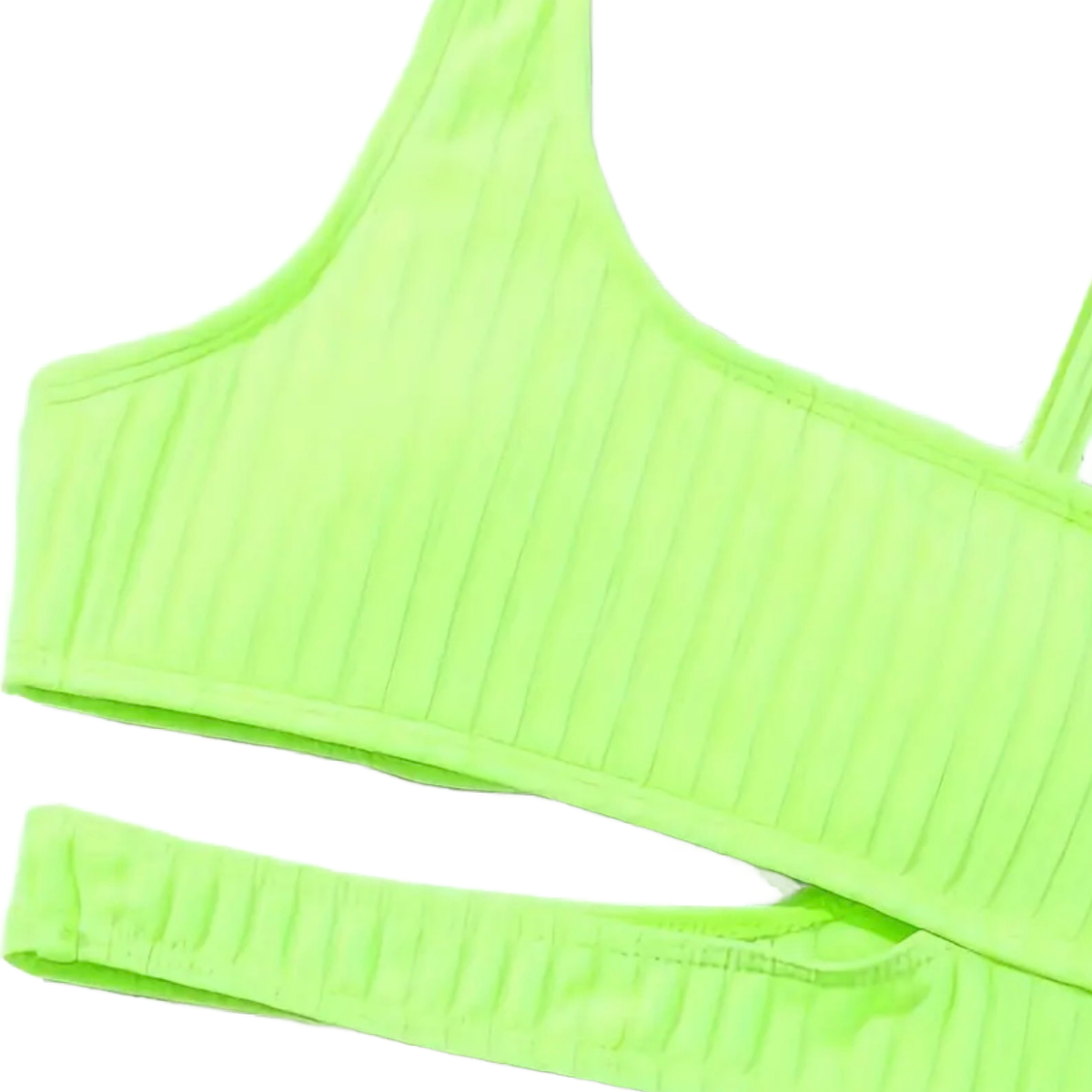 Asymmetrical Bikini 2pc Fluorescent Swimsuit Cut Out Top & Bottom Swimwear New