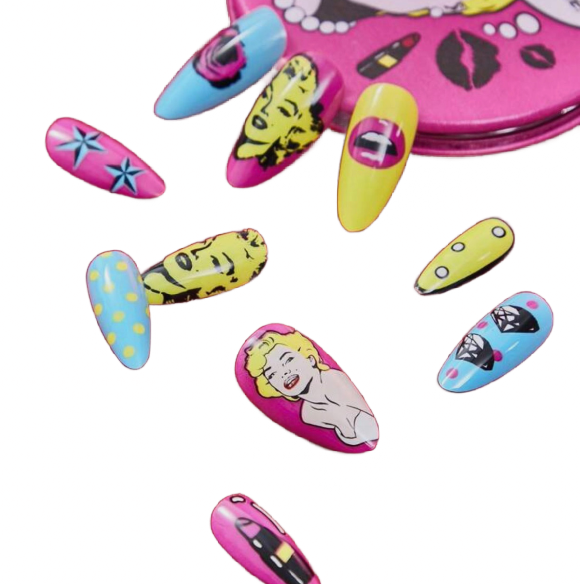 Marilyn Monroe False Press-On Nails Reusable Almond Shape Fashion Tips New Set
