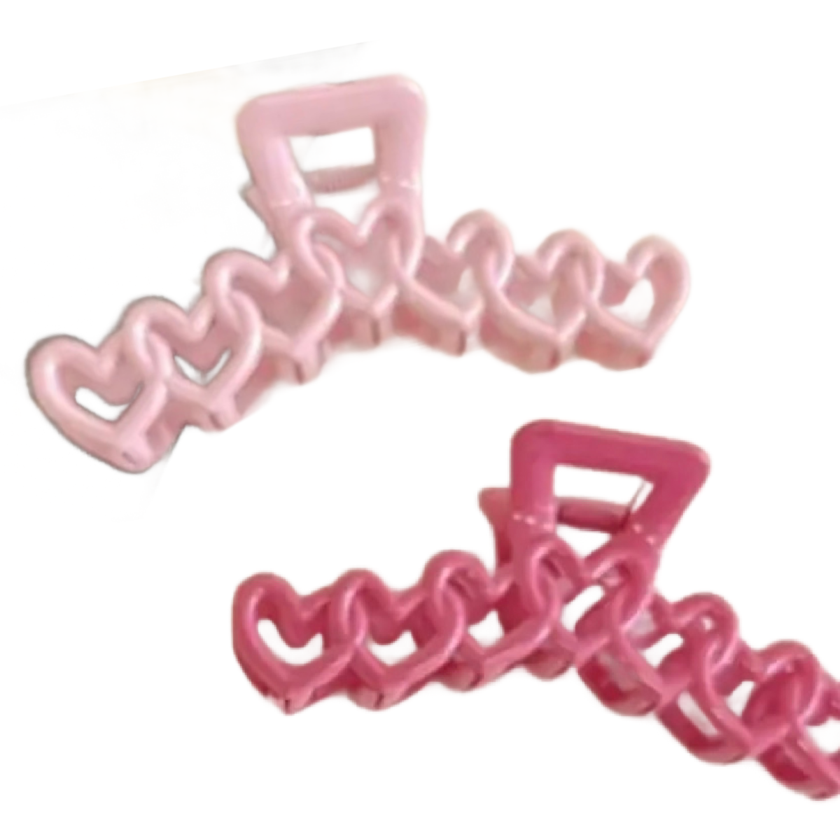 Lot of 2 Hair Claw Shark Clips 5.1" Hollow Heart Pearlescent Pink Accessories