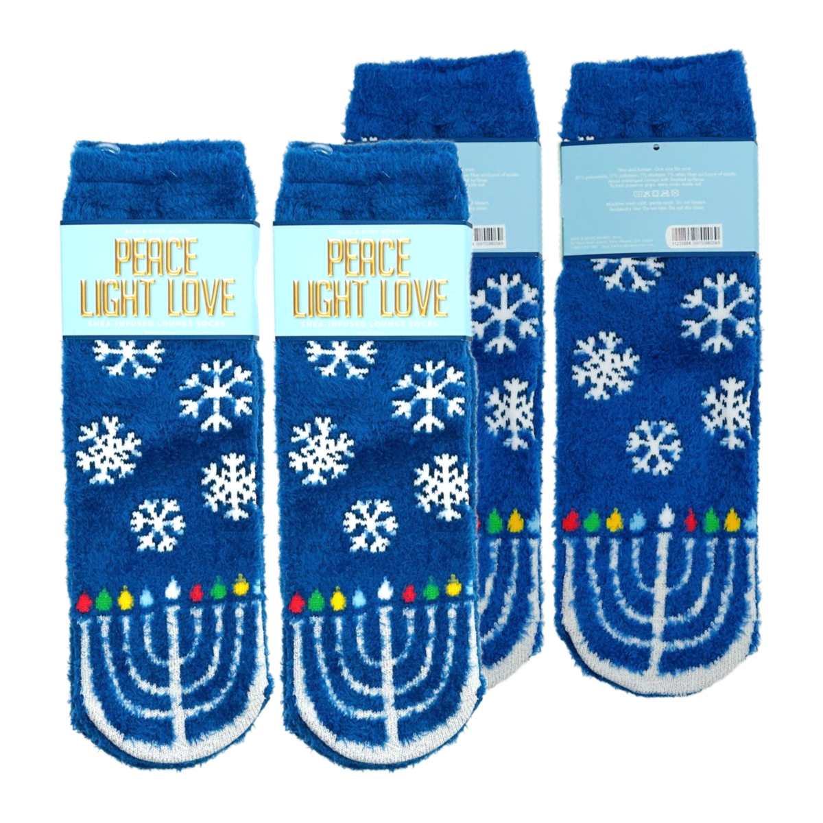 Bath and Body Works Happy Hanukkah Shea Infused Lounge Socks Lot of 4 New Pairs