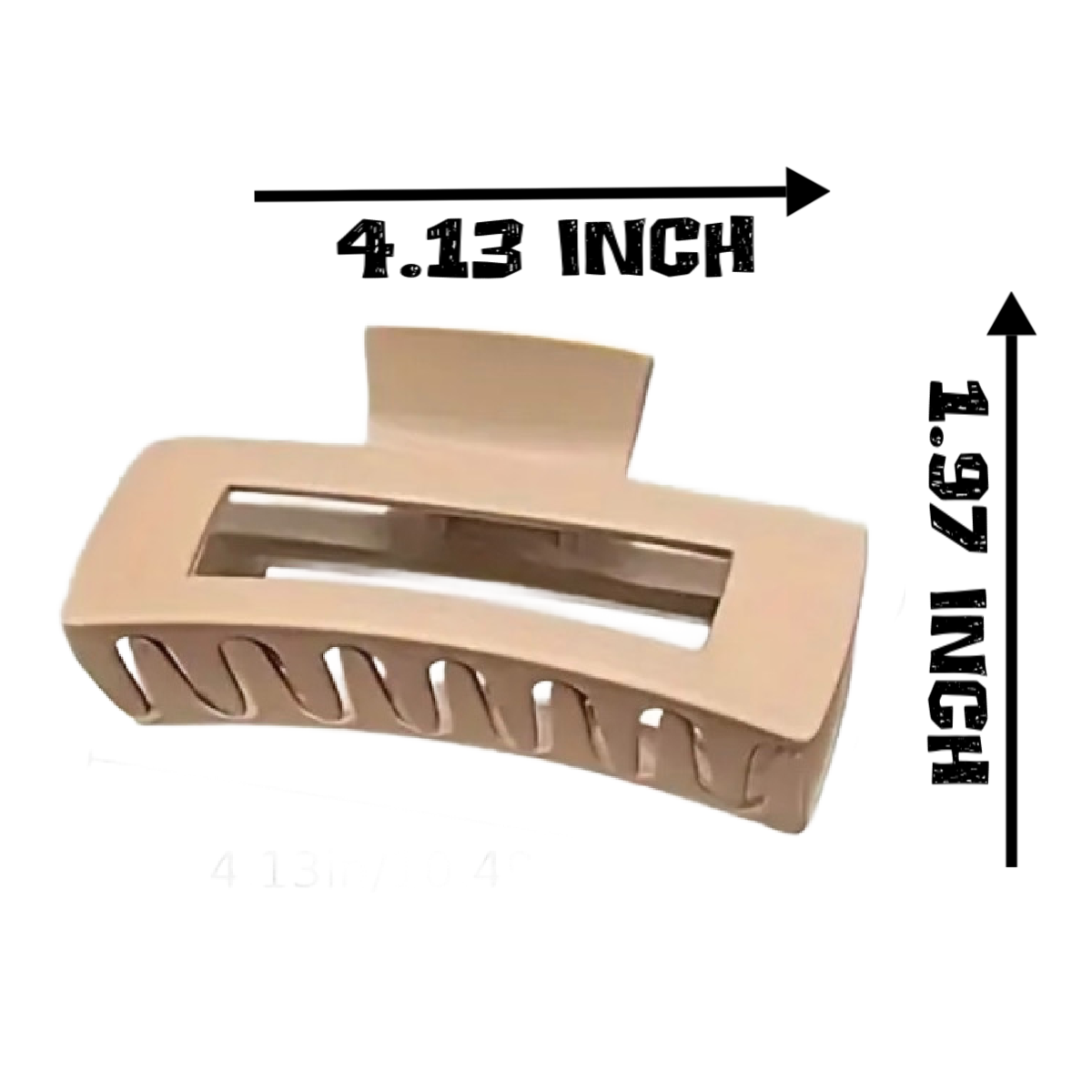 Lot of 4 Hair Claw Shark Clips 4.13" Matte Hollow Rectangle Non Slip Neutral New