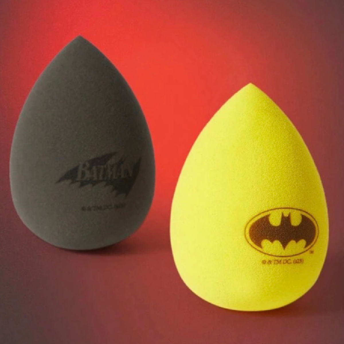 2pc Batman Makeup Blending Sponge Set Soft Teardrop Bat Black & Yellow New