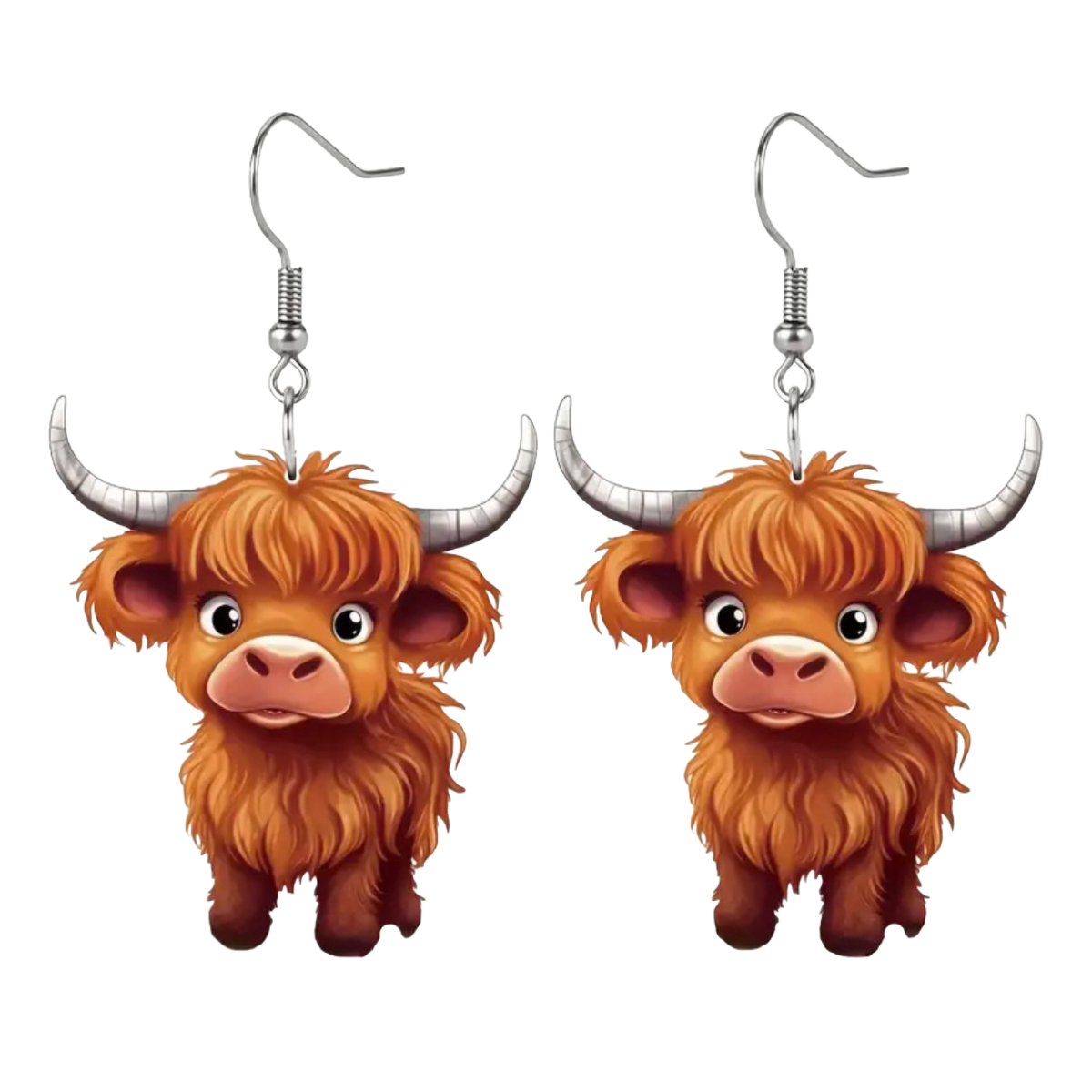 Cartoon Highland Cow Earrings Dangle Casual Lightweight Acrylic Comfortable New