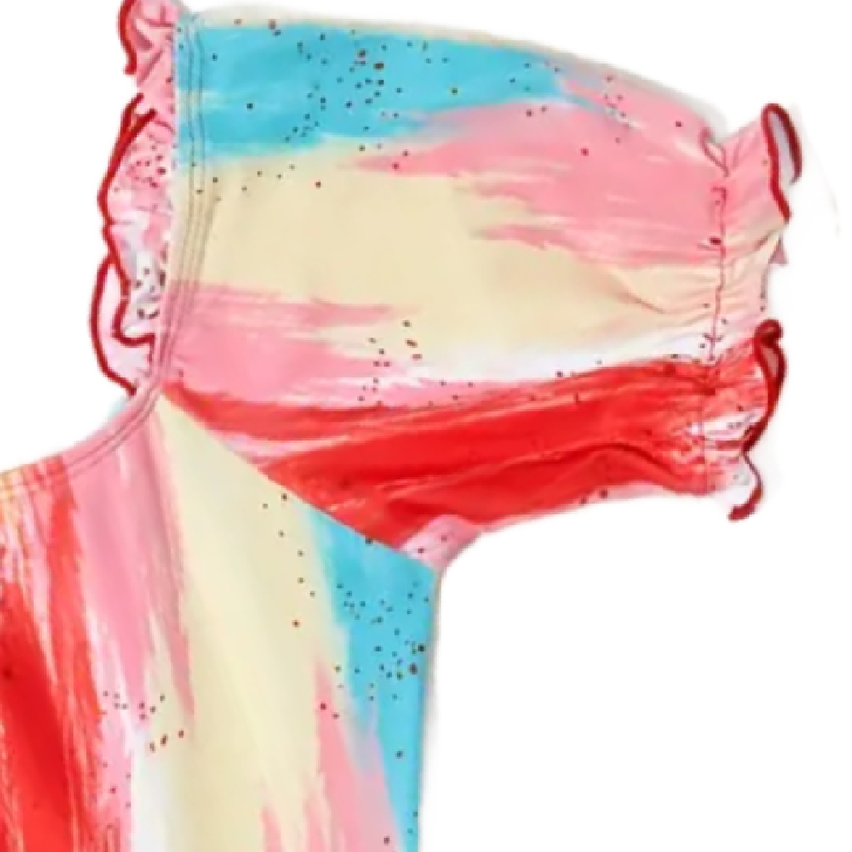 One-Piece Size 6 Swimwear Rainbow Ruffle Sleeved Bathing Swimsuit New
